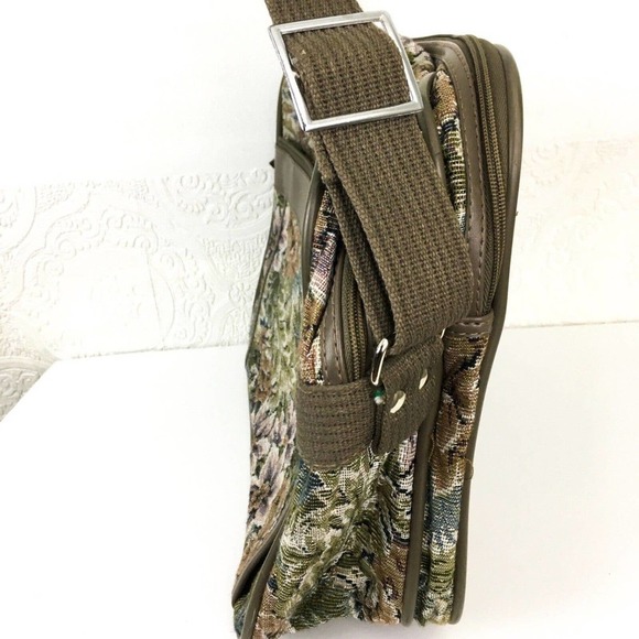 Vintage 80s Jordache floral tapestry carpet bag carry on luggage weekender - Picture 11 of 11